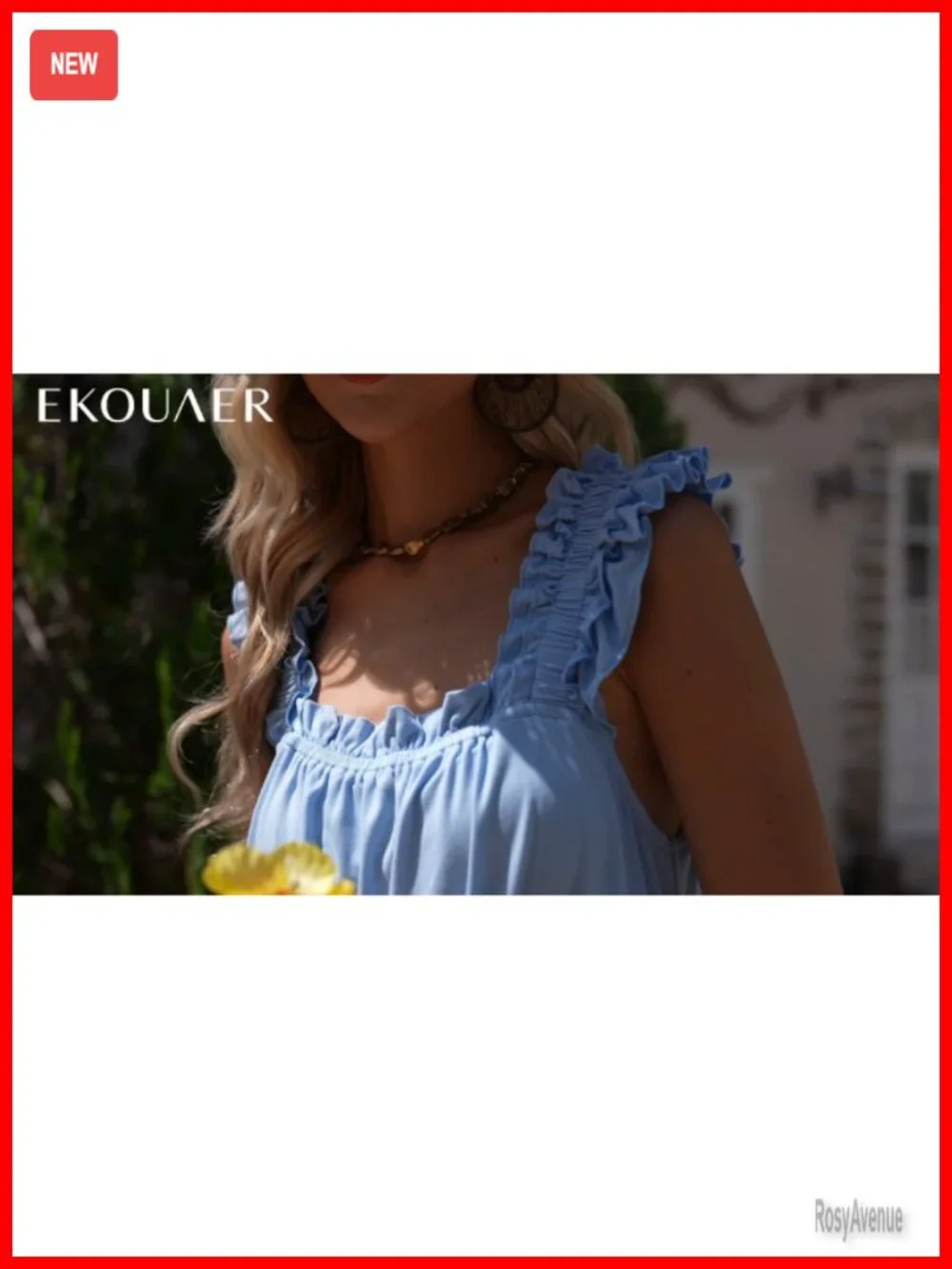 Sleeveless Tank Top and Pajama Set with Ruffle Trim, Soft Stretchy Sleepwear